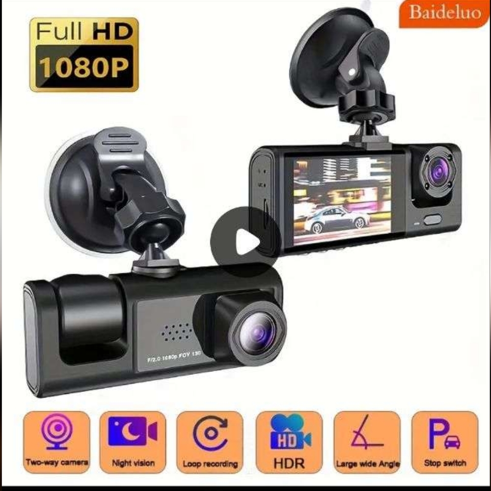 NWOBCar Dash Cam Dual Lens Front/Rear/Inside/Video Recorder Camera/G-sensor
